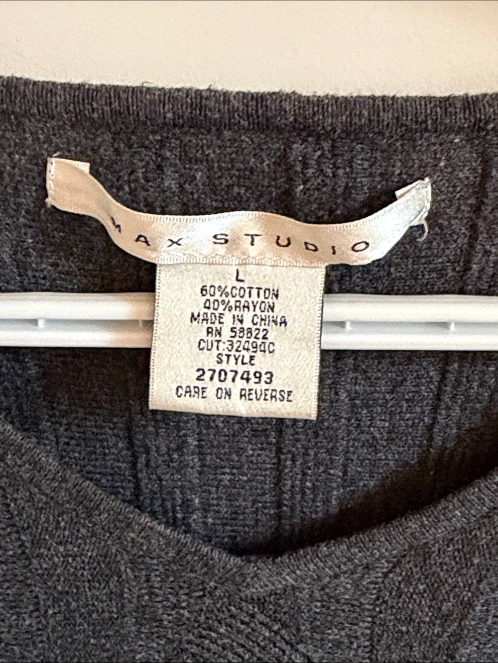 Max Studio Charcoal Ribbed V-Neck Tunic - Picture 4 of 6